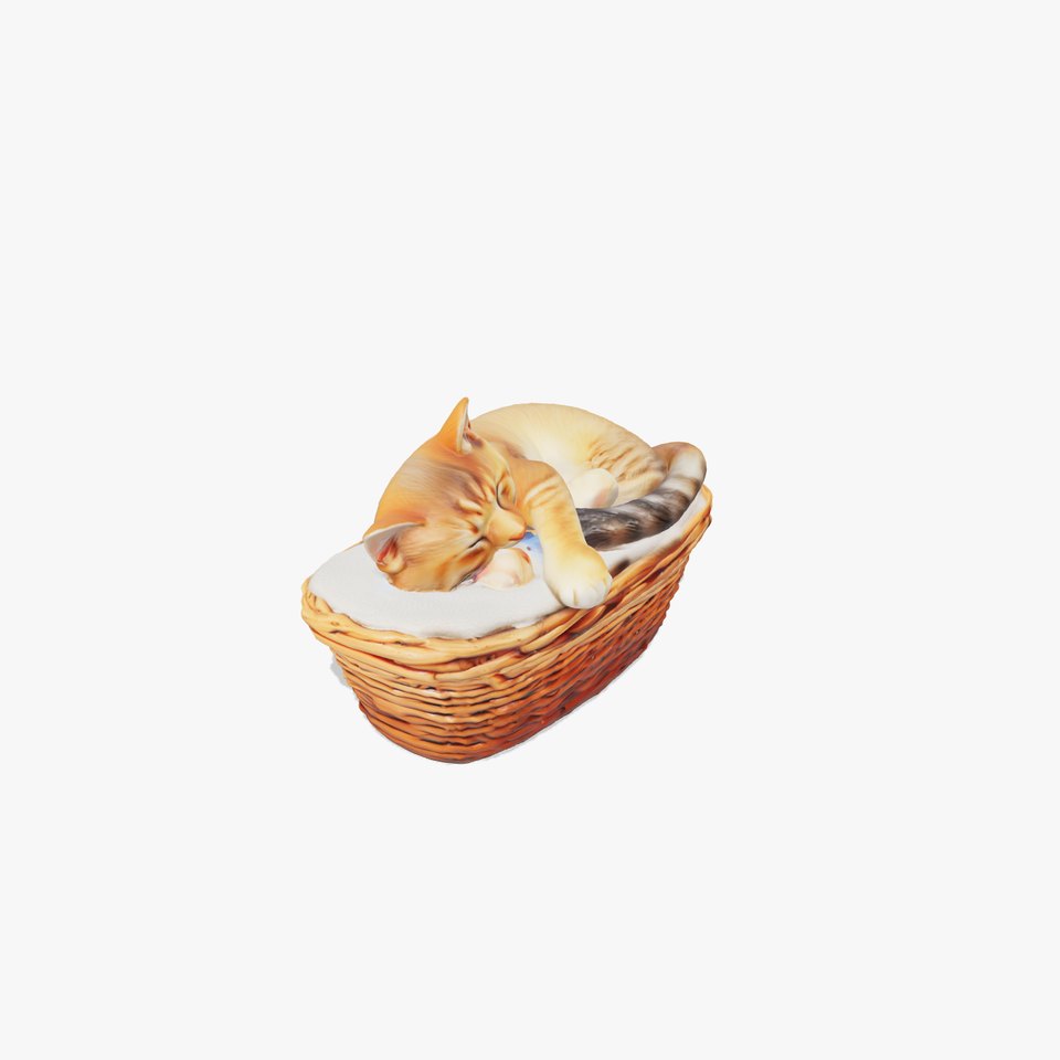 Sleeping Cat in Basket Luxurious model pack